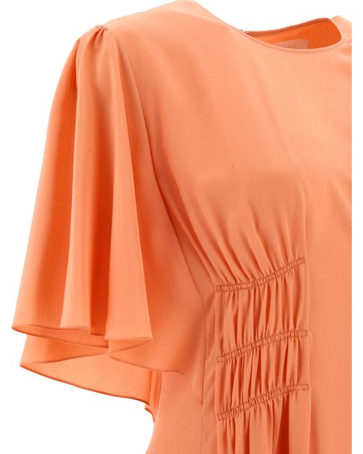 Chloé Orange Chloé Flügelhülle Flared Kleid