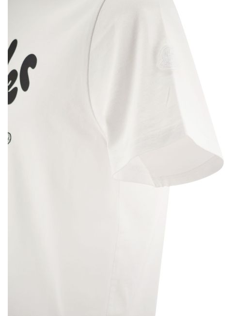 Moncler T -Shirt mit laufendes Logo in White für Herren