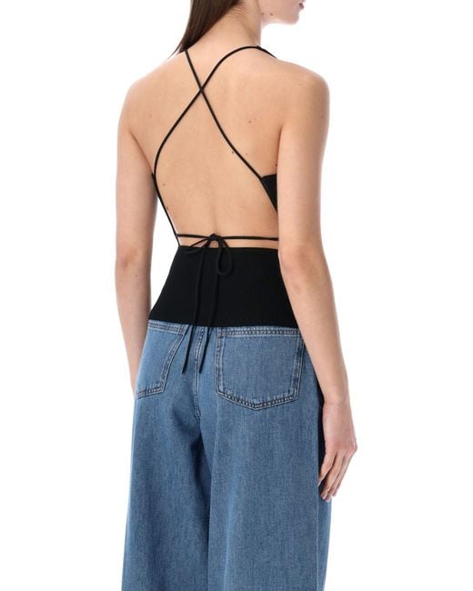 Sessun Black Sessùn Lygia Rib-Knit Fitted Top