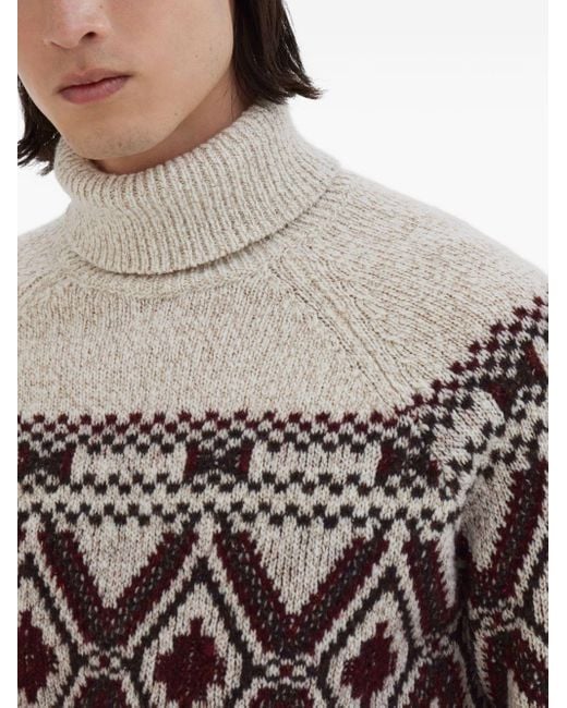 Brunello Cucinelli Rollkragenpullover Aus Jacquard in Gray für Herren