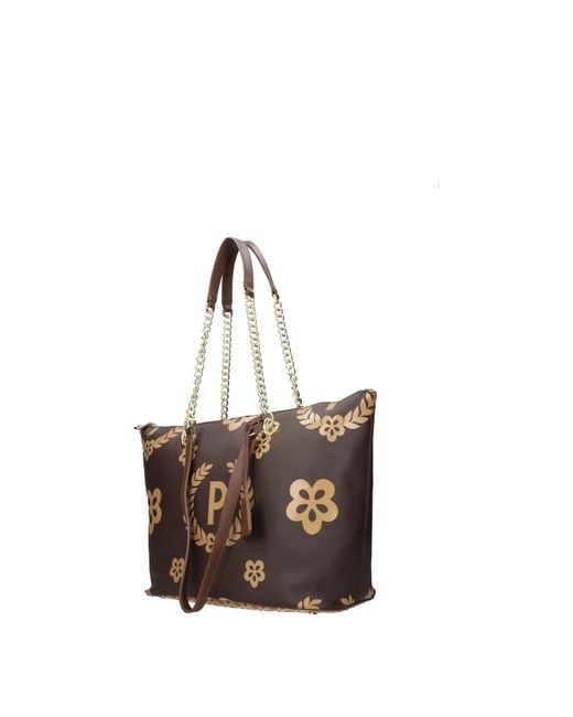 Pollini Brown Shoulder Bags Pvc/Cream
