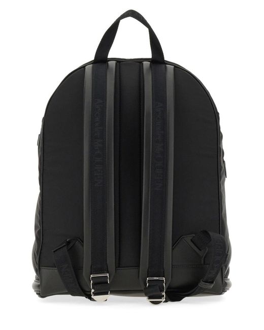 McQueen Black Logo-print Shell Backpack