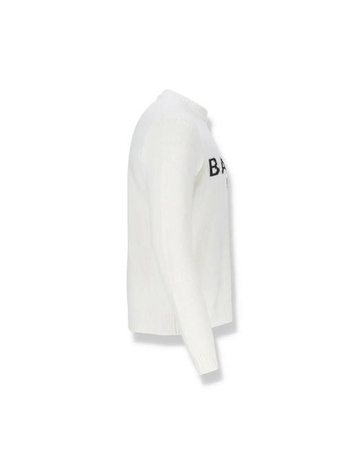 Suéter de logotipo de algodón de Balmain de hombre de color White