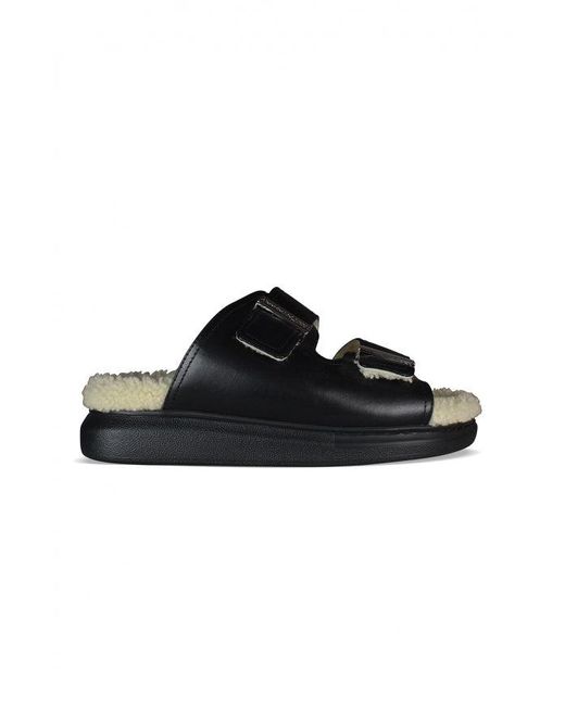 Alexander McQueen Black Shearling-Lined Slides