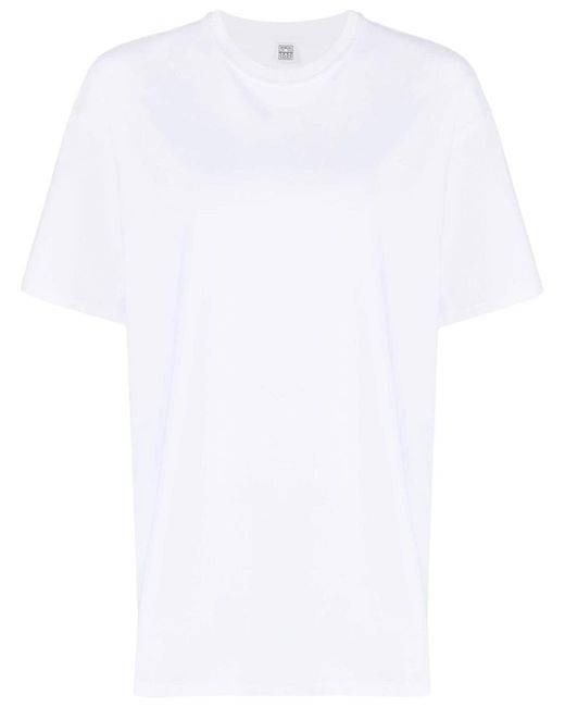 Totême  Katoenen T-Shirt Met Rechte Zoom in het White