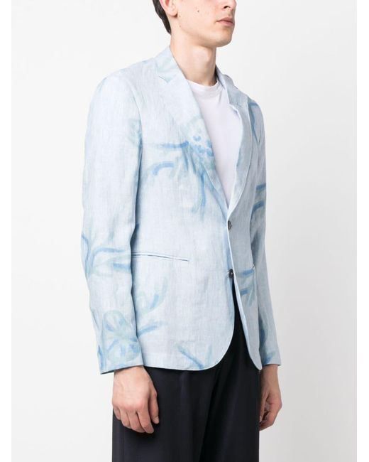 Eclat Jewels Blue Printed Single Breasted Jacket for men