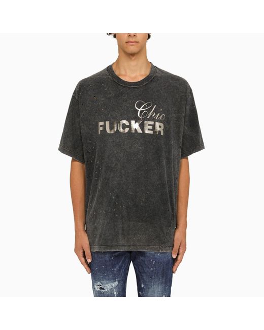 DSquared² Chic Fucker Charcoal T-Shirt in Black für Herren