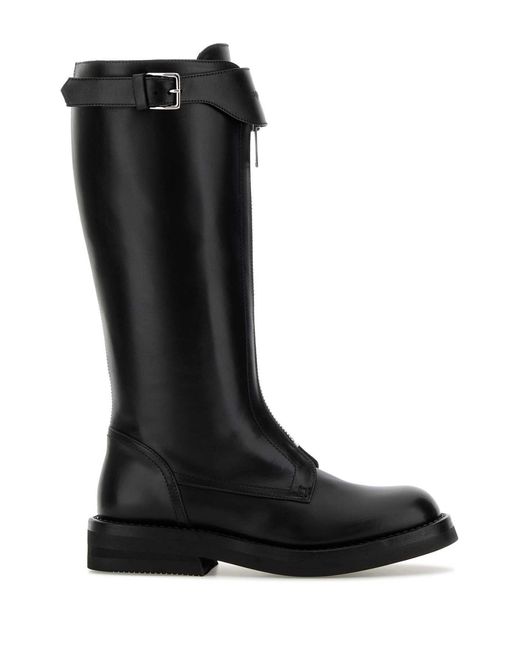 McQueen Black Leather Countryside Boots