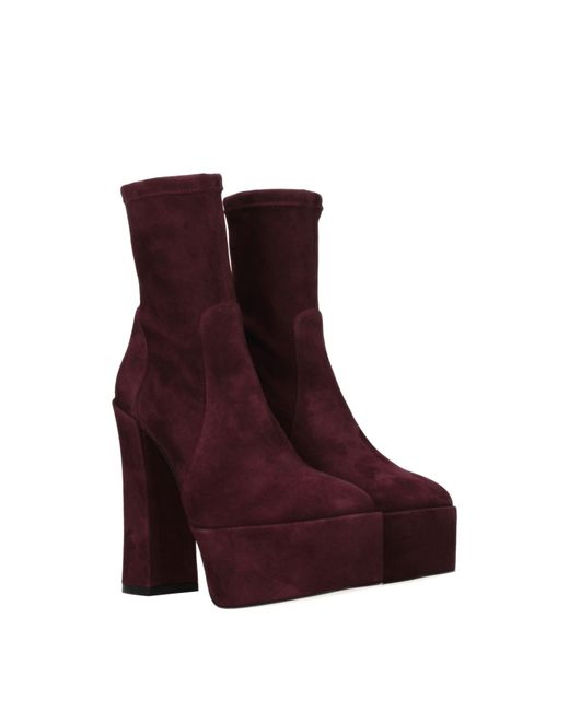 Stuart Weitzman Purple Skyhi Boots Suede/Cordovan