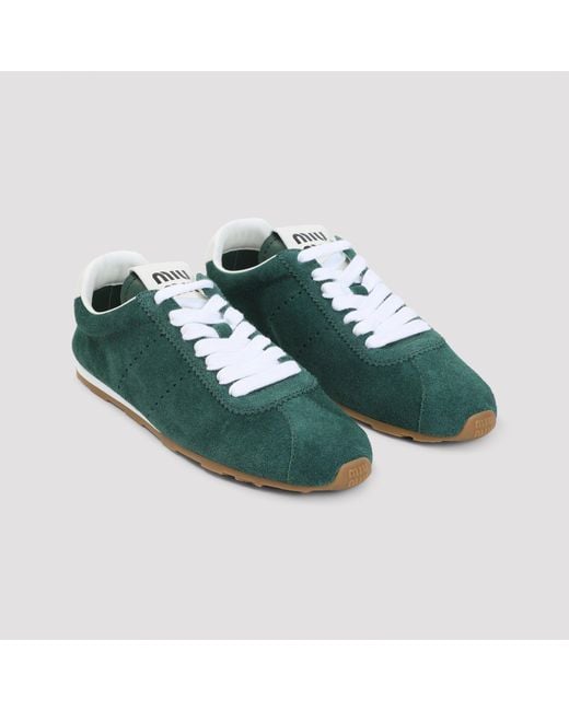 Miu Miu Green Lace Up Sneakers