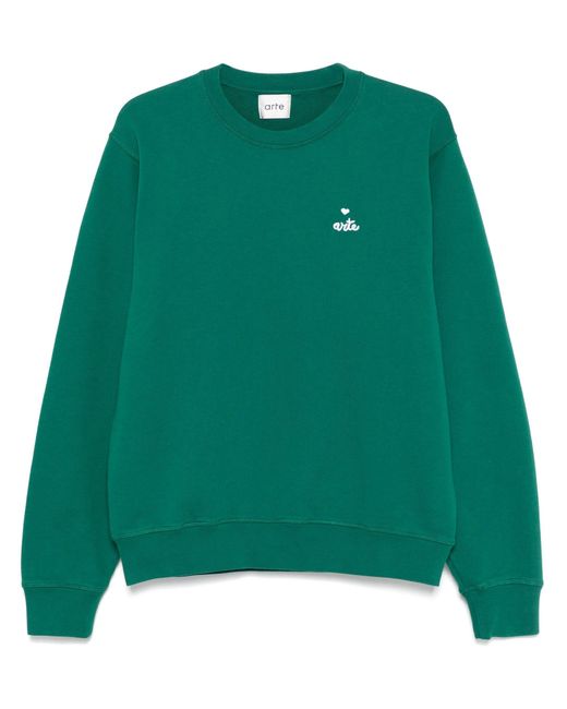 Arte' Black Small Heart And Logo Crewneck for men