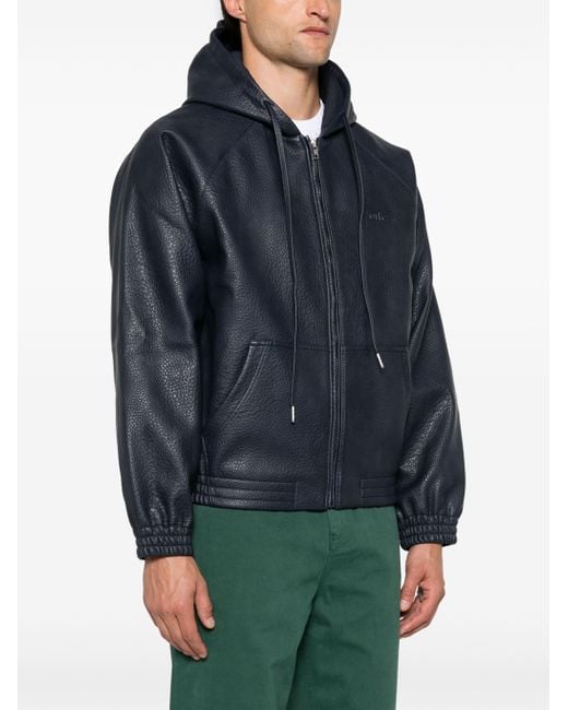Arte' Leather Hooded Jacket Aw24040J in Blue for Men | Lyst Arte' Leather Hooded Jacket Aw24040J in Blue for Men | Lyst