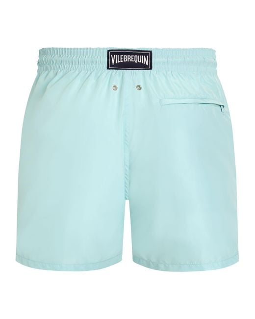 Vilebrequin Blue Solid Swim Shorts With Drawstring And Packable Pouch for men