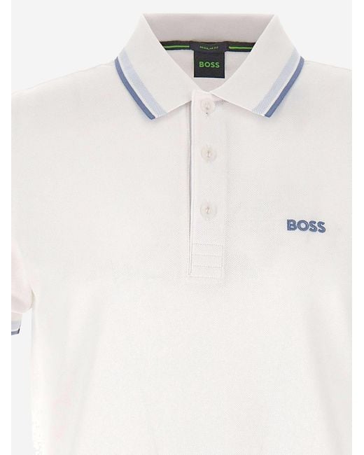 Boss White Cotton Piqué Polo Shirt With Logo for men