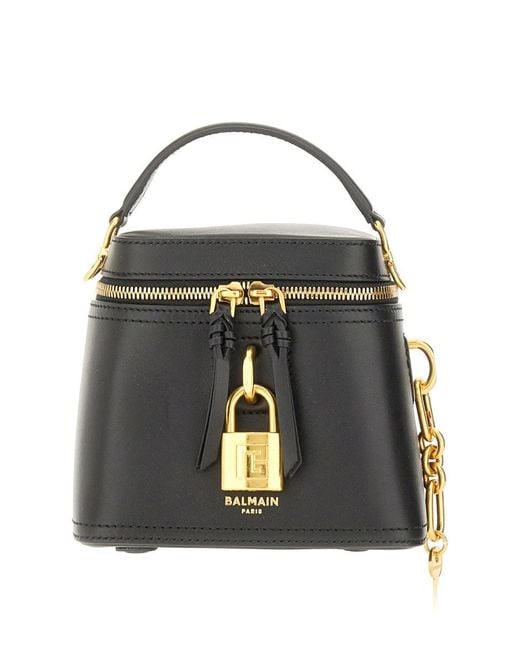 Balmain Black Leather "pulse Vanity" Bag