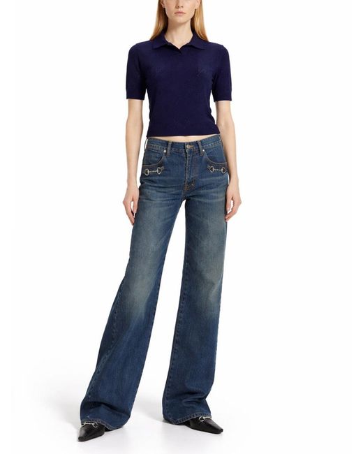 Gucci Blue Silk And Cotton Polo Shirt