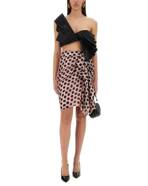 Nina Ricci Pink Midi Skirt With Asymmetrical Bow Detail