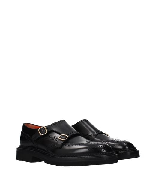 Santoni Black Leather Derby