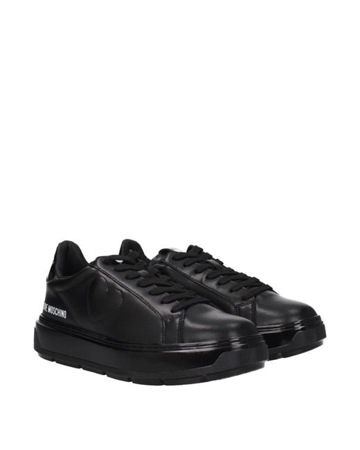 Love Moschino Black Sneakers Donna Pelle Nero