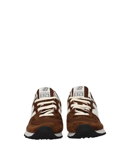 New Balance Brown Sneakers 576 Uomo Tessuto Marrone/Bianco for men