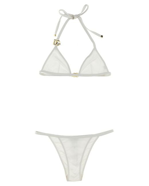 Dolce & Gabbana White 'dg' ein Stück Badeanzug