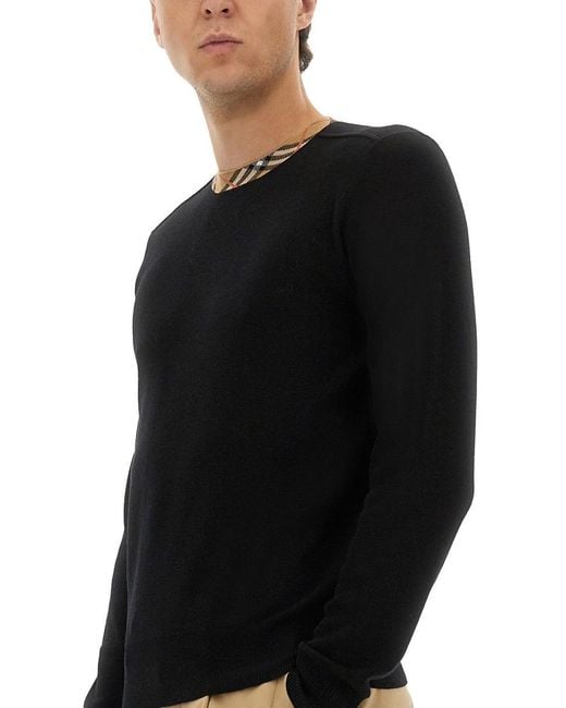 Burberry Black Check Wool Sweater for men