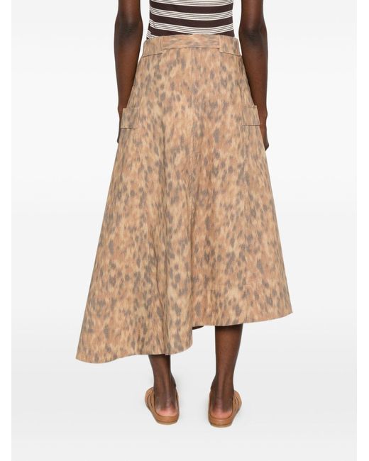 Ganni Natural Printed Cotton Skirt