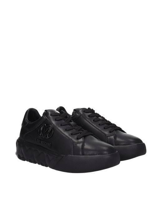 Love Moschino Black Sneakers Donna Pelle Nero