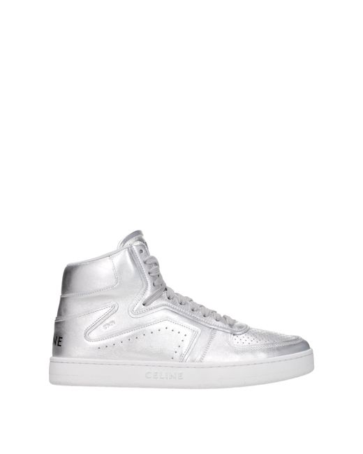 Céline White Sneakers Uomo Pelle Argento for men