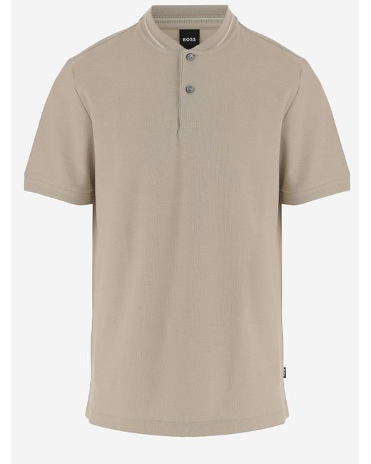 Polo de algodón Boss de hombre de color Natural