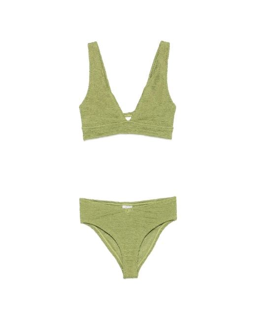 Hunza G Green Angel Bikini Metallic Crinkle