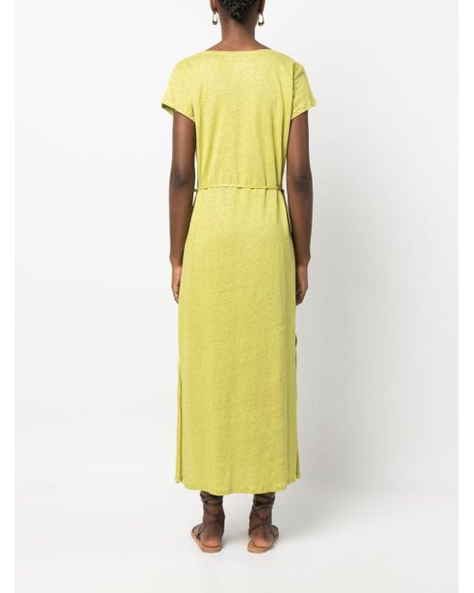 Majestic Yellow Linen Blend Long Dress
