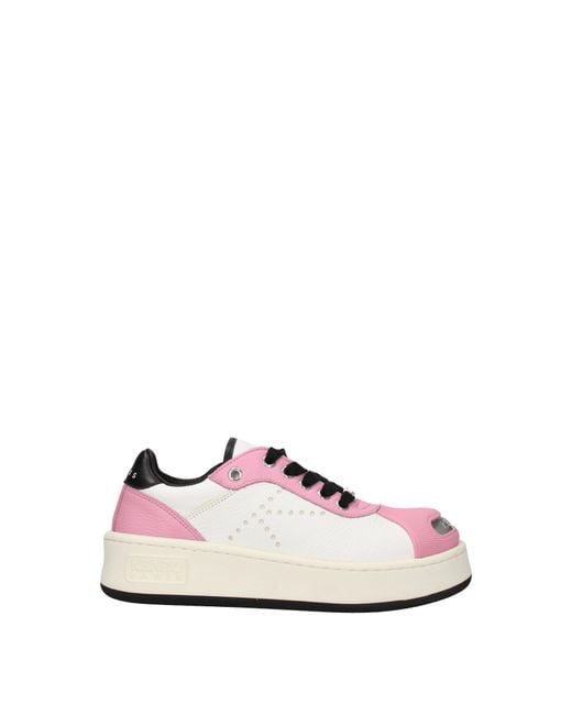 KENZO Pink Sneakers Donna Pelle Bianco/Rosa