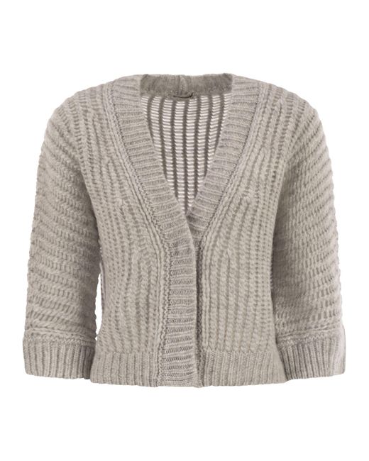 Peserico Metallic Wool And Alpaca Mesh Cardigan