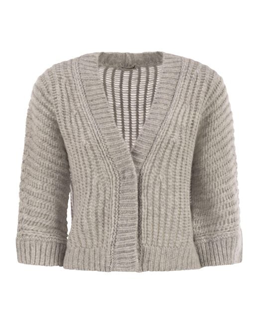 Peserico Metallic Wool And Alpaca Mesh Cardigan