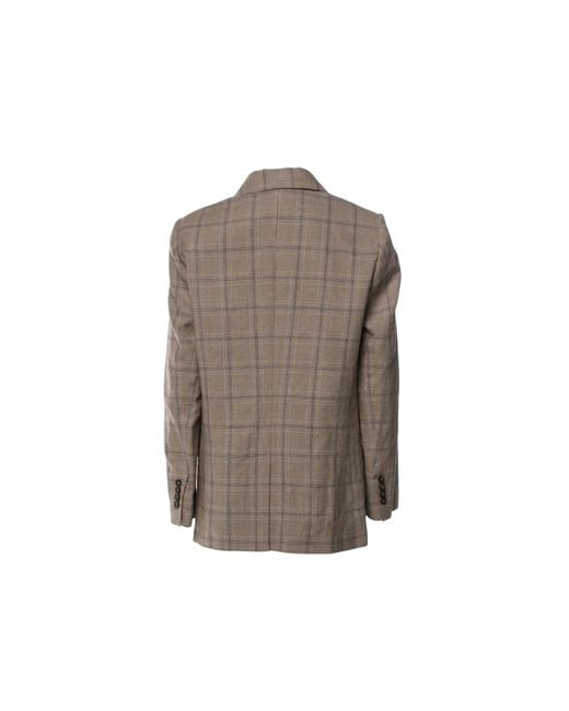 Brunello Cucinelli Brown Prince Of Wales Linen Blazer