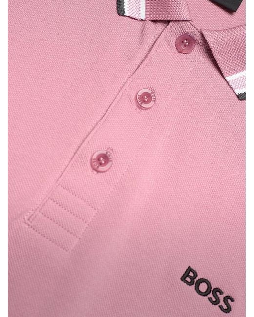 Boss Pink Cotton Piqué Polo Shirt With Logo for men