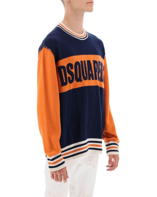 DSquared² Dsquart2 College -pullover In Jacquard Wool in het Blue voor heren