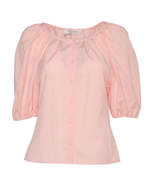 Philosophy Di Lorenzo Serafini Pink Puff Sleeve Blouse With Relaxed Fit