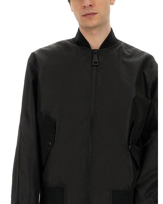 Versace Jeans Couture Black Logo Bomber Jacket With Long Sleeves for men