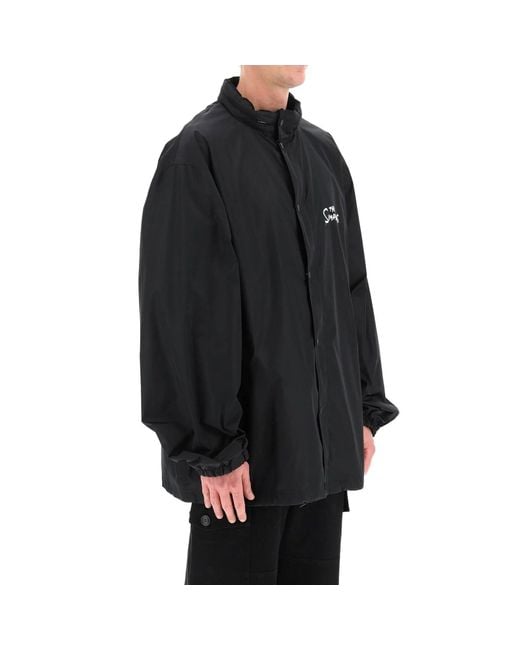 Balenciaga Black The Simpson Oversize Windbreaker Jacket for men