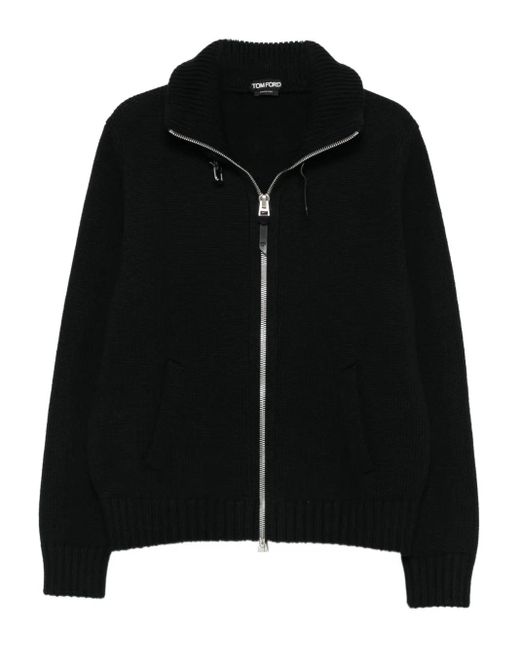 Tom Ford Geribbeld Wollen Jack Met Rits in het Black voor heren