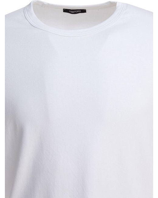 Tom Ford White Stretch Cotton T -shirt voor heren