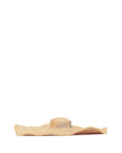 Roger Vivier Natural Broche Extra Rafia Hat