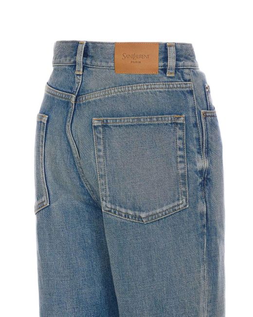 Saint Laurent Blue Flared Leg Cotton Jeans