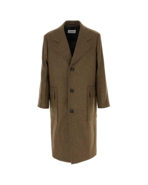 Ferragamo Green Salvatore Melange Mud Wool Coat for men