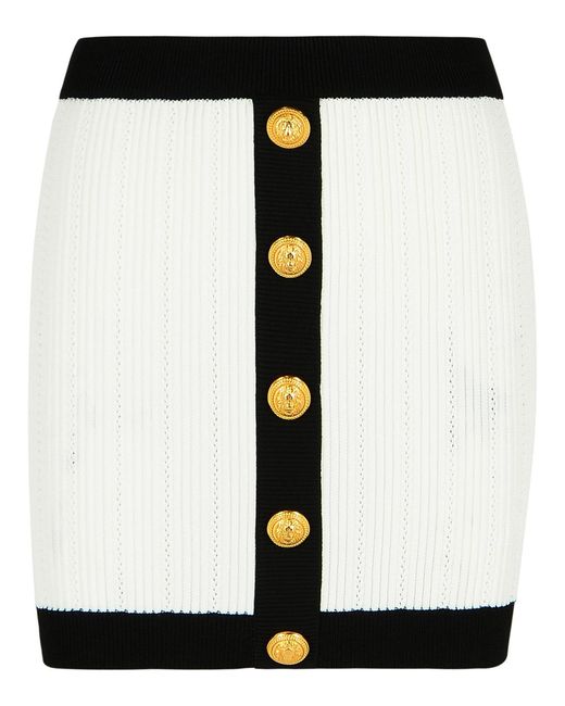 Balmain Mini Rok In Witte Viscose -blend in het Black