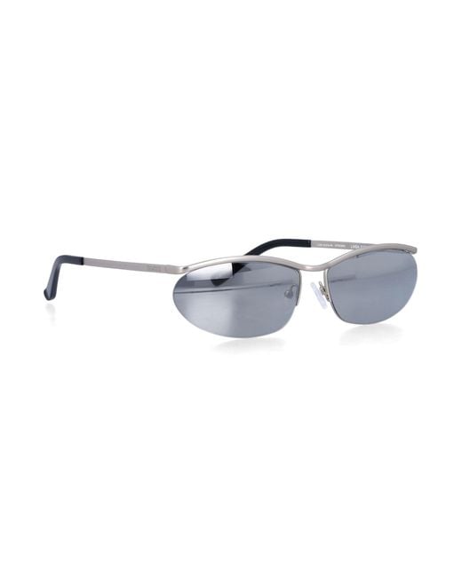 The Attico Blue Sleek Mini Oval Metal Sunglasses