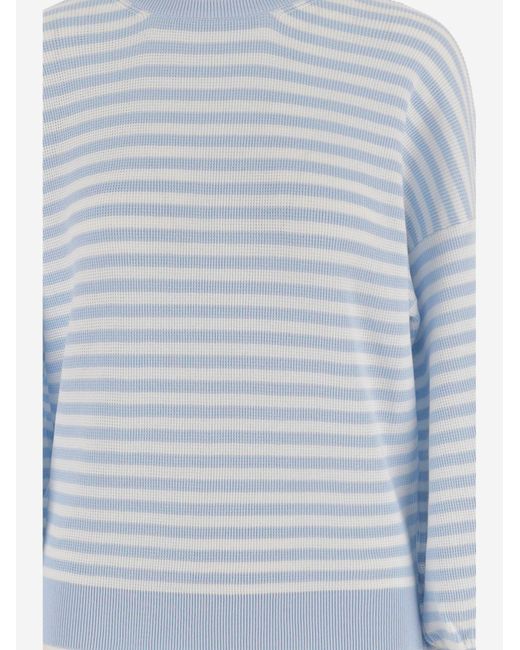 Bruno Manetti Blue Cotton Striped Knit