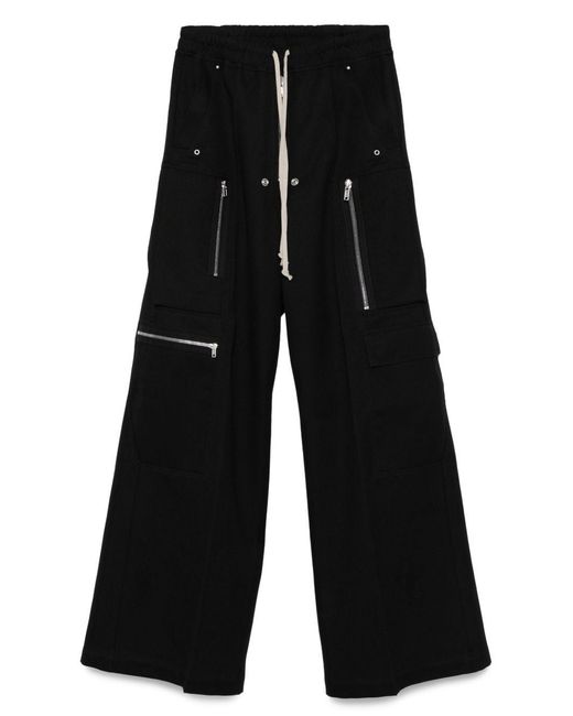 Rick Owens Black Cargobelas Straight-Leg Trousers